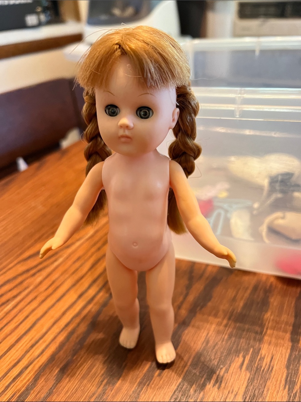 Classic Brown-Haired Kids Doll with Braided Pigtails - Unbranded